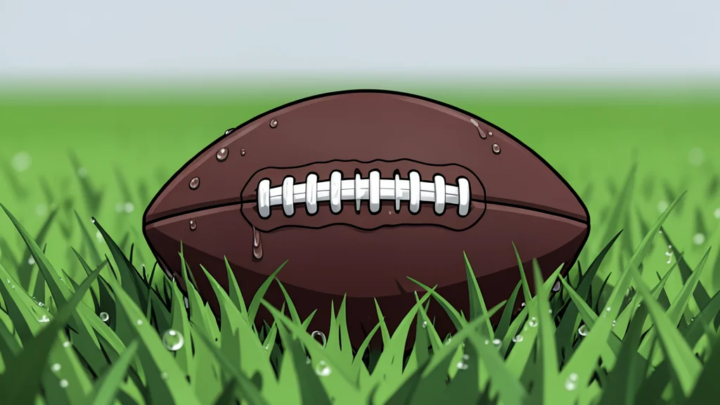 A football resting on a green grass field