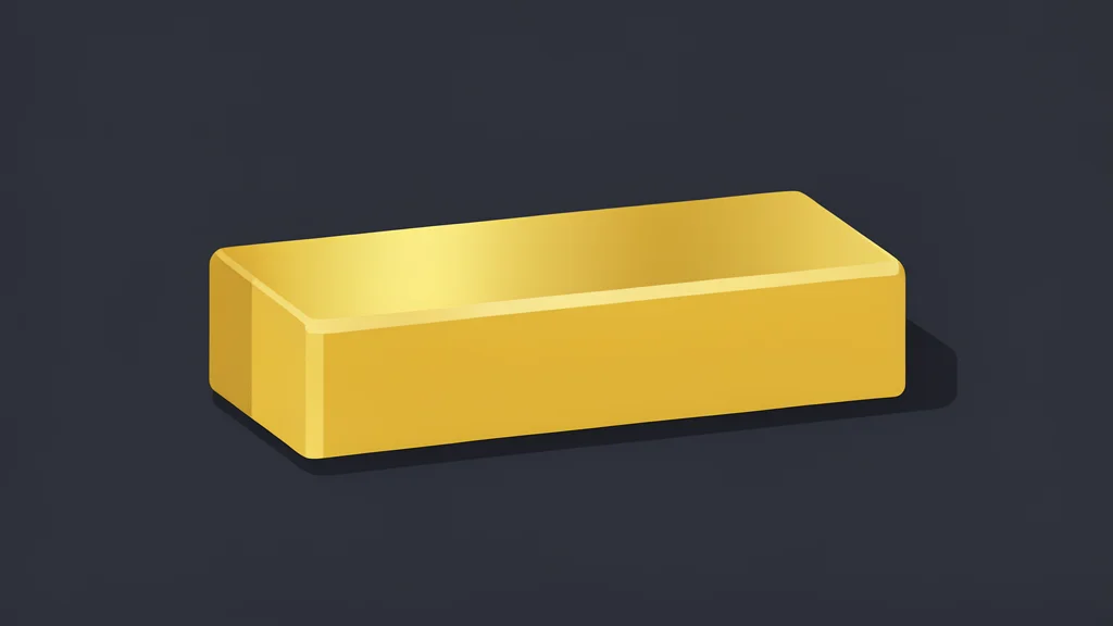 A polished gold bar resting on a dark surface