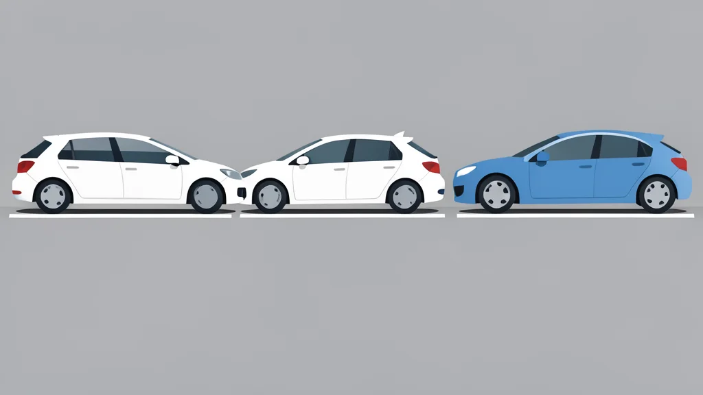 A row of identical rental cars parked in a neat line within a paved lot.