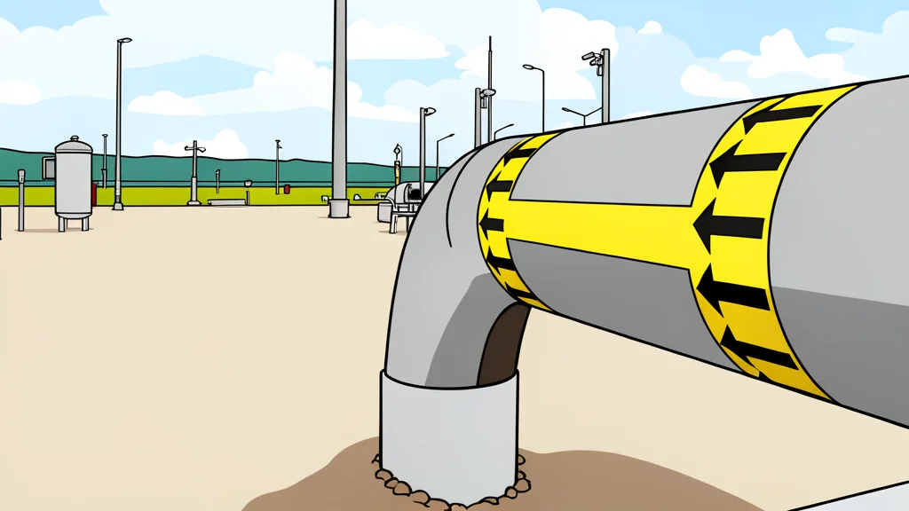 A network of rusted metal gas pipes running through a suburban neighborhood