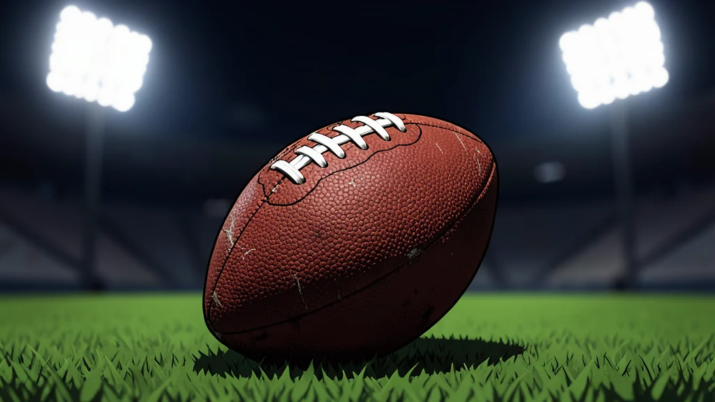 A football helmet resting on green grass