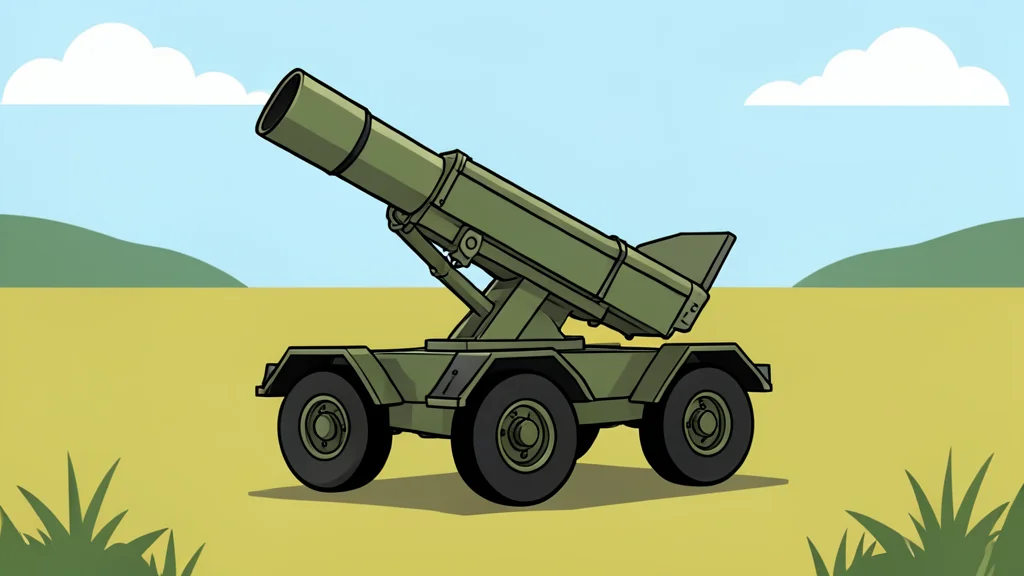 A portable surface-to-air missile launcher mounted on a wheeled chassis in a field setting