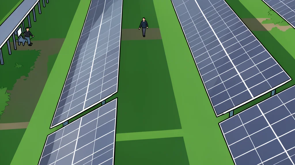 A field of solar panels under a clear sky