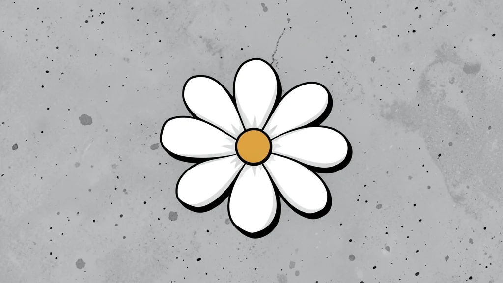 A single white flower resting on a rough concrete surface