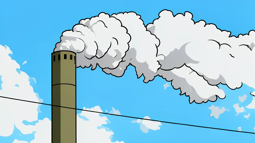 A large industrial coal power plant with tall smokestacks standing against a cloudy sky