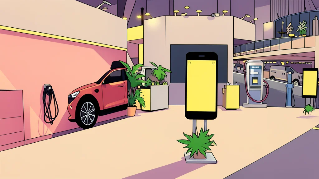 A white electric vehicle charging station with a coiled cable resting on a concrete surface