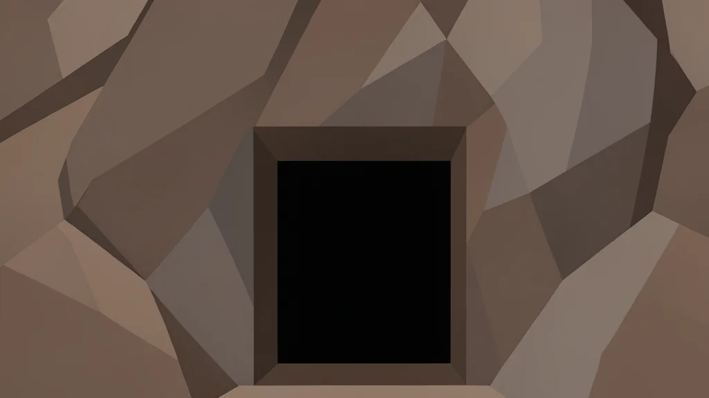 A deep underground tunnel entrance carved into a rocky mountain face