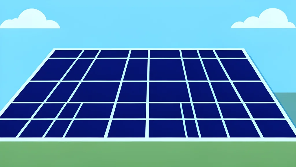 A large, flat panel of dark blue photovoltaic cells arranged in a grid pattern, reflecting the sky.