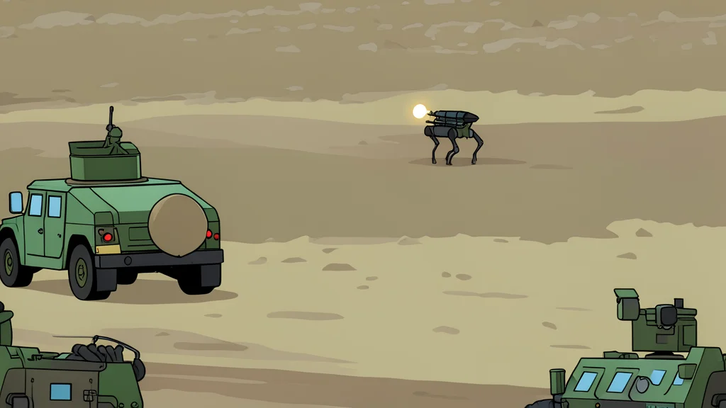 A four-legged mechanical robot standing on a grassy field