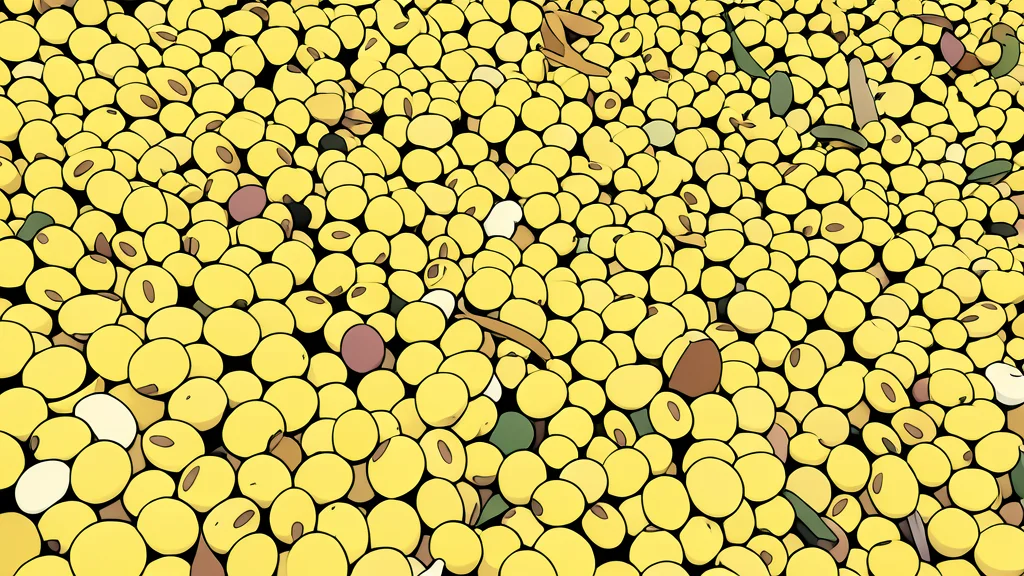 A pile of golden wheat grains on a wooden surface