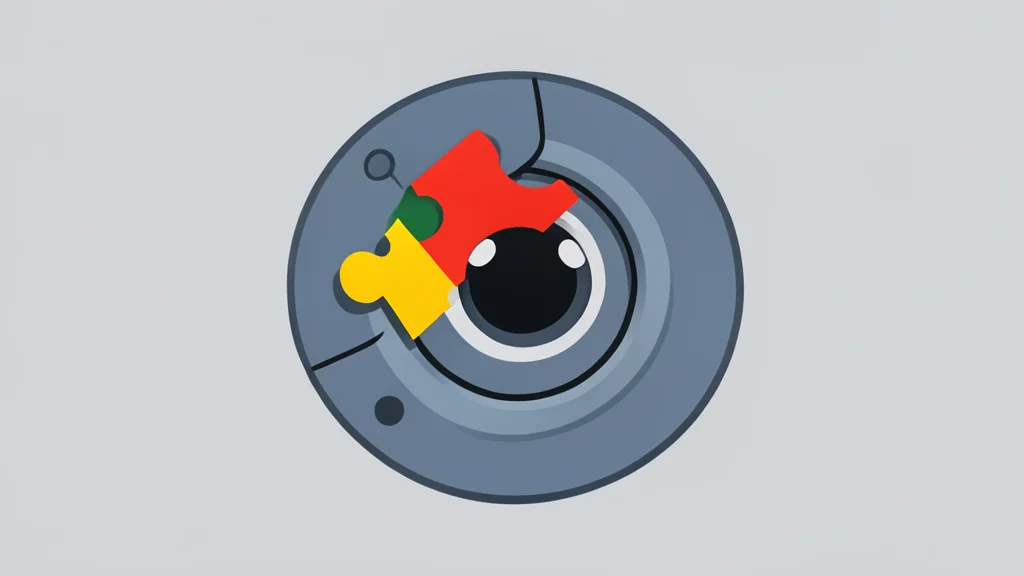 A puzzle piece interlocking with a robotic eye