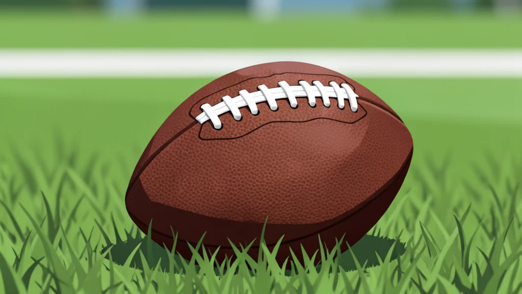 A green grass football field with white yard lines stretching into the distance under a clear sky