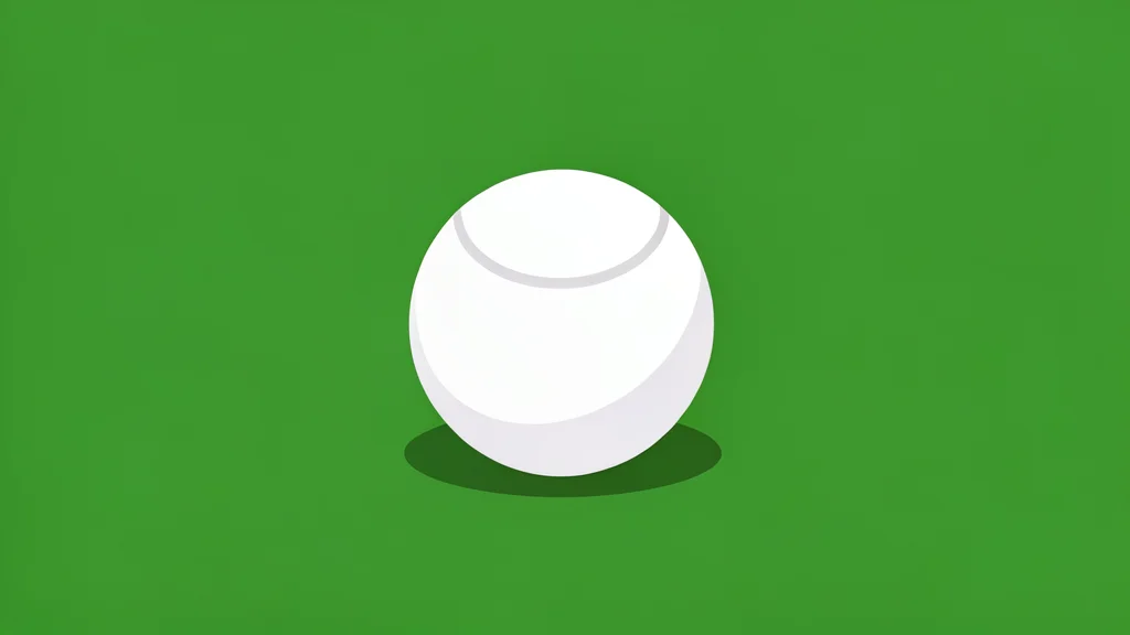 A single white tennis ball resting on a textured green clay court surface.