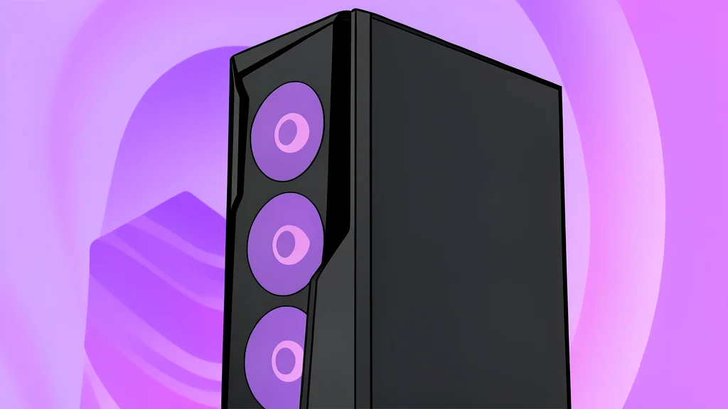 A sleek black desktop computer tower with a transparent side panel revealing internal components and a glowing green graphics card.