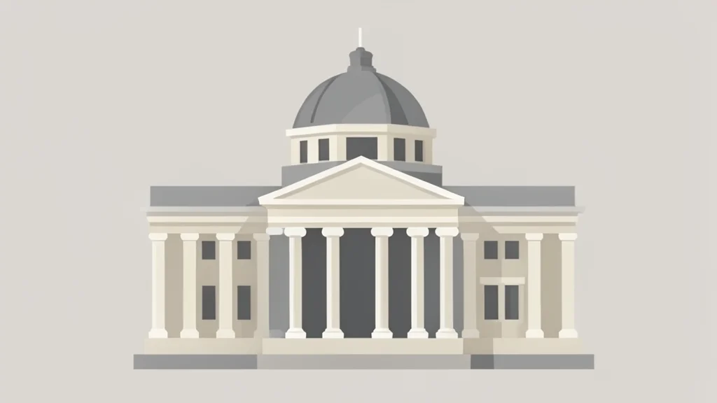 A large, classical stone building with columns and a dome, representing a central bank headquarters.