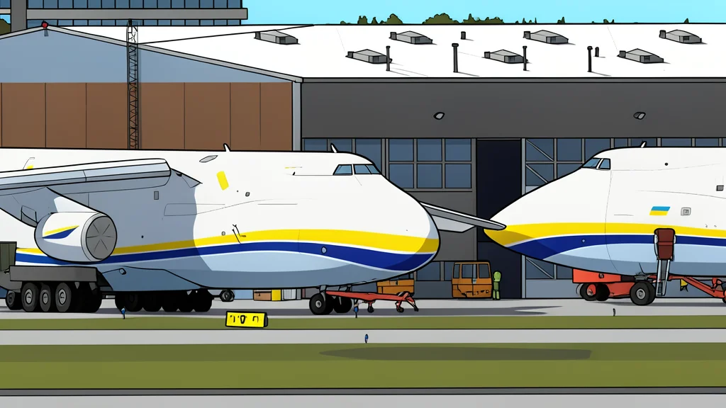 A large cargo aircraft parked on an airport tarmac at night