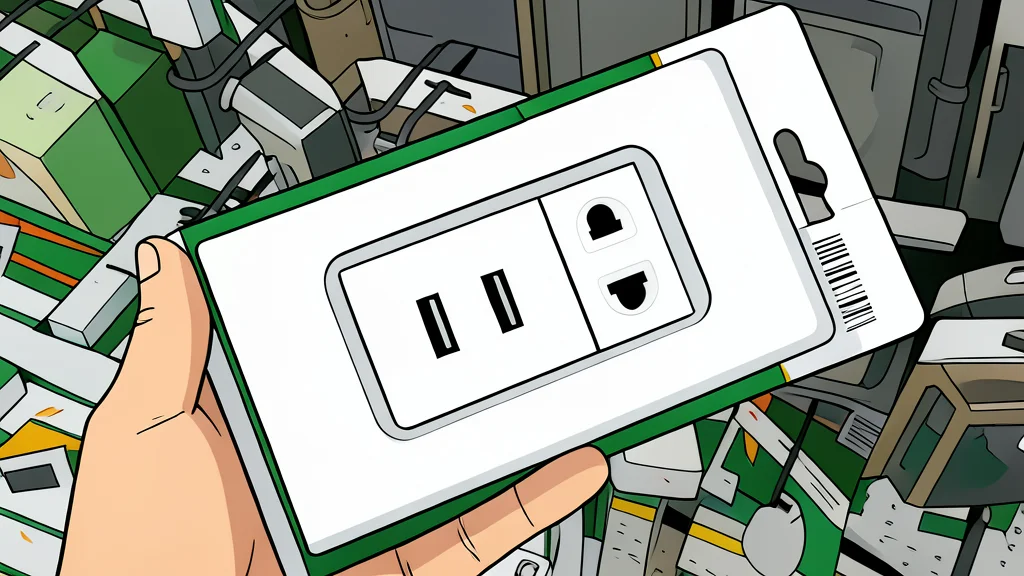 A standard electrical wall socket with a small rectangular USB port adapter plugged into it, sitting on a plain white wall.