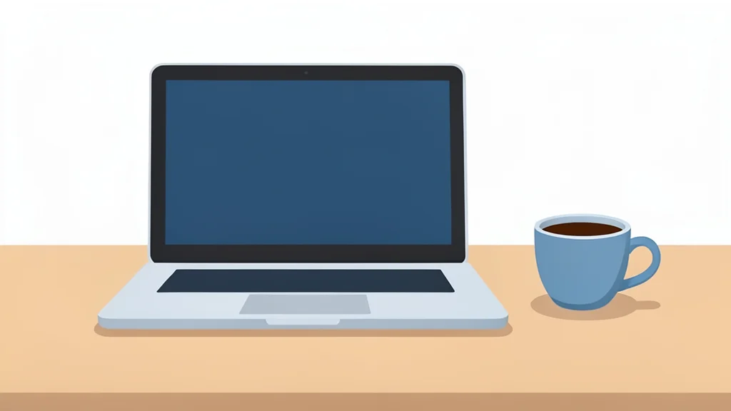 A minimalist desk with a laptop and coffee cup, representing a streamlined workflow.