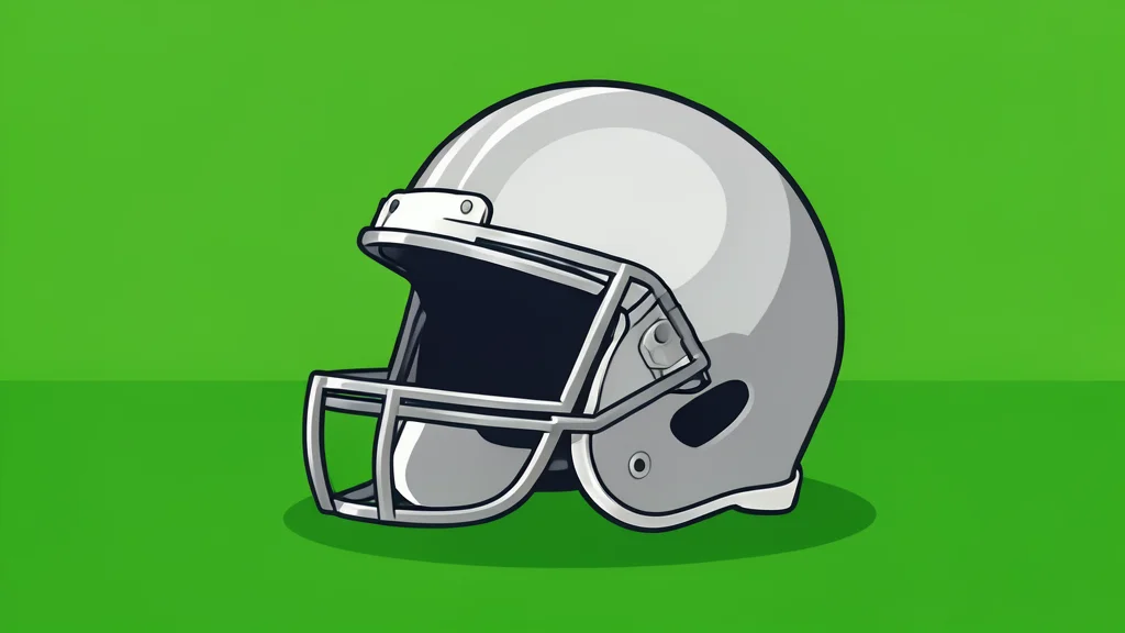 A polished silver football helmet resting on a green grass field