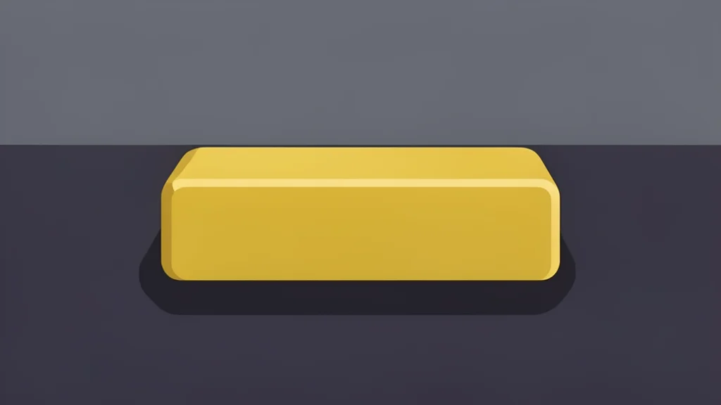 A single polished gold bar resting on a dark textured surface