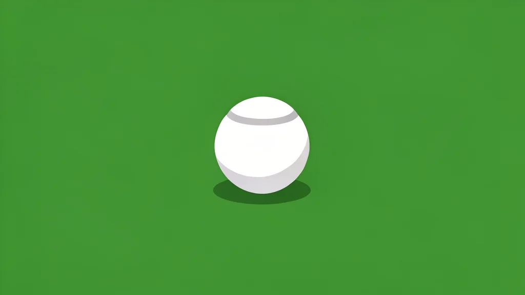 A single white tennis ball resting on a green clay court surface