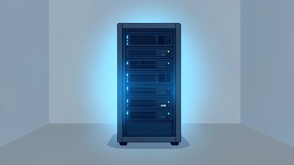 A compact, glowing server rack standing in a quiet room