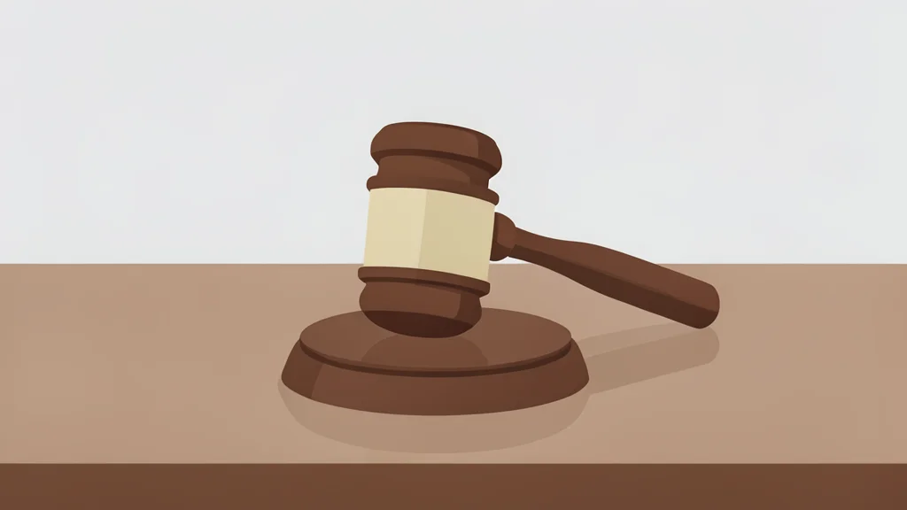 A wooden gavel resting on a polished desk surface