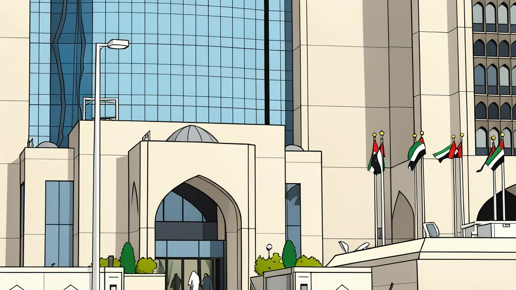 A cluster of modern skyscrapers in a desert city under a clear blue sky