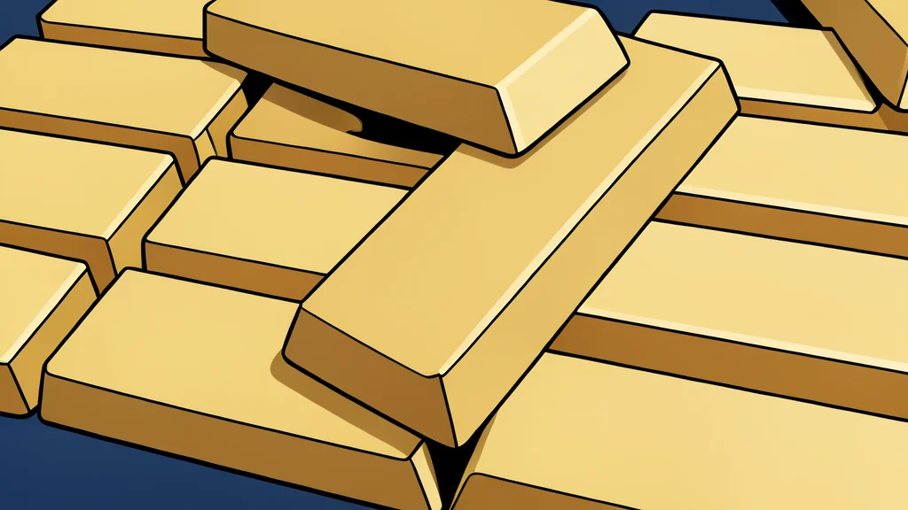 A stack of shiny gold bars resting on a dark surface
