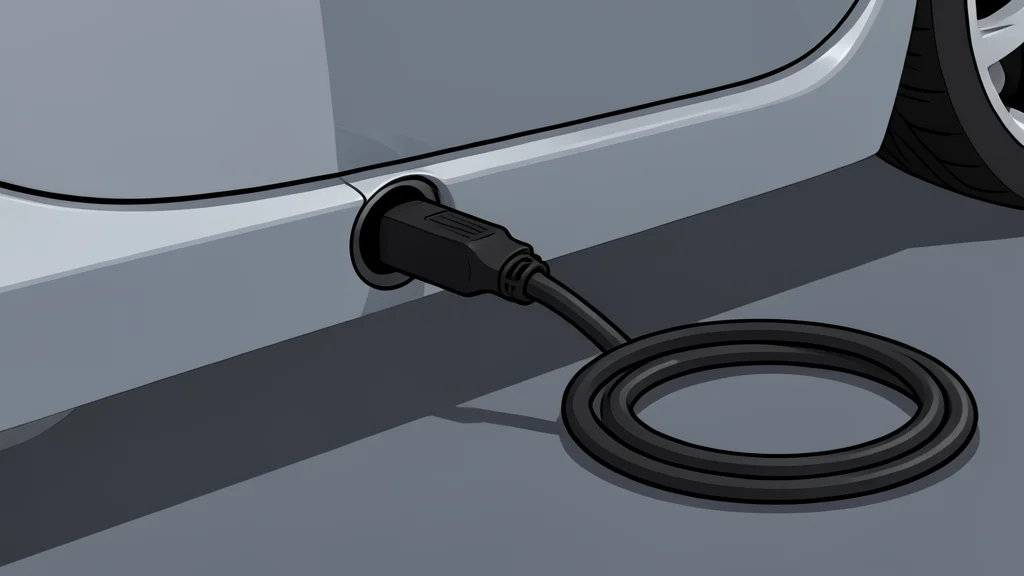 A white electric vehicle plugged into a charging station in a parking lot