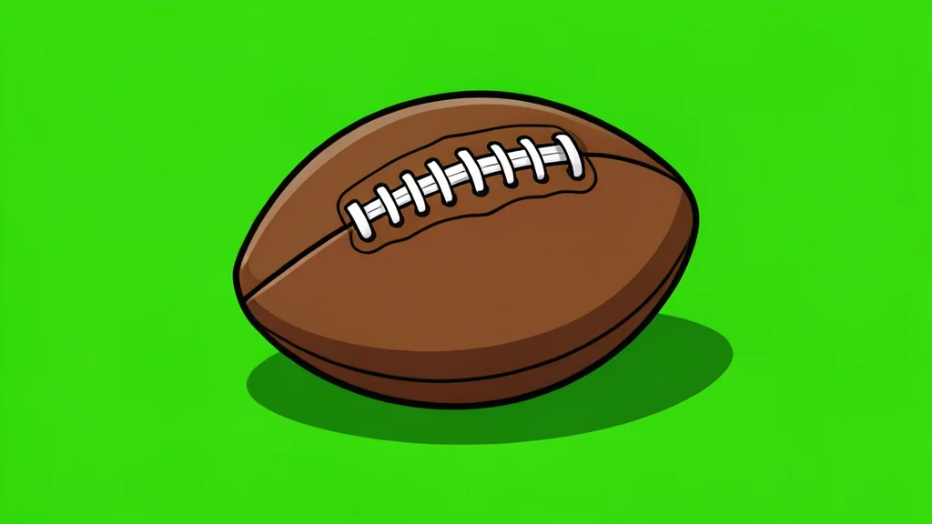 A vintage leather football resting on a green grass field