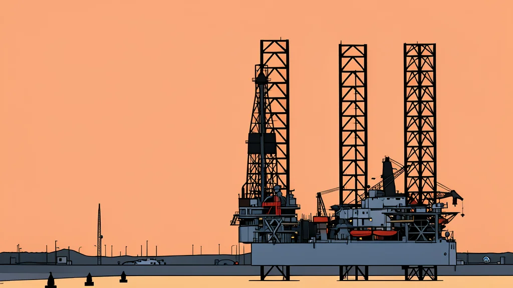 A large floating production, storage and offloading vessel anchored in deep blue ocean waters