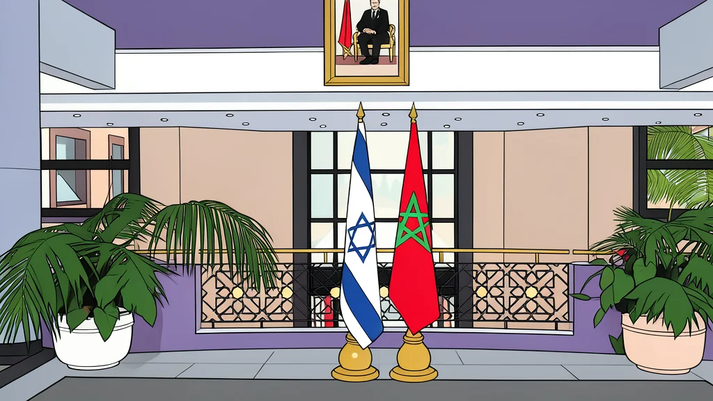 Two flags standing side by side on a diplomatic podium