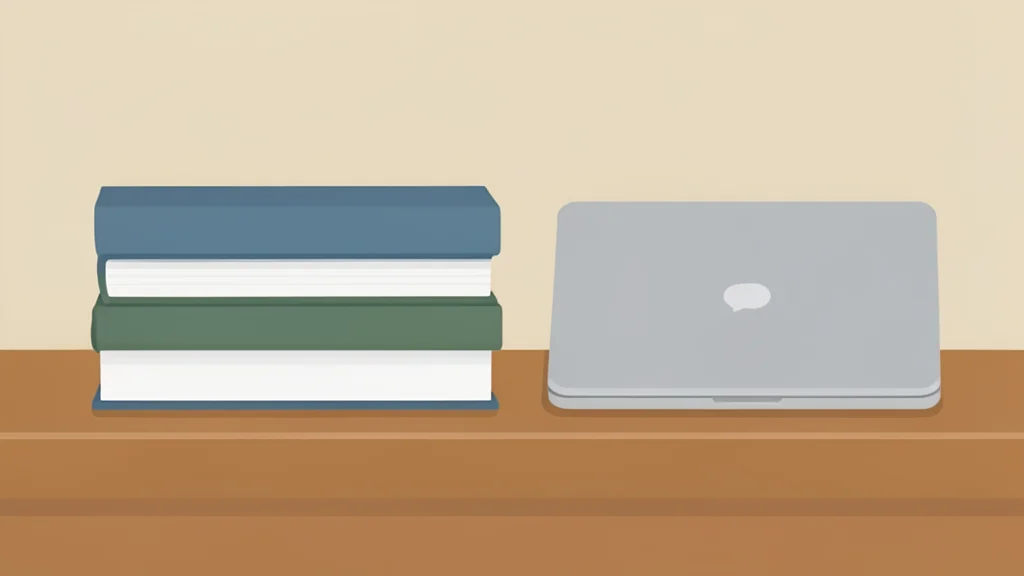A stack of hardcover books next to a closed laptop on a wooden desk
