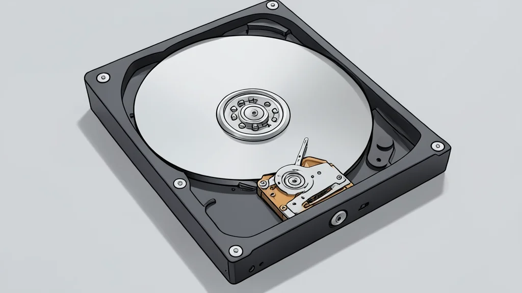 A hard disk drive connected to a desktop computer tower