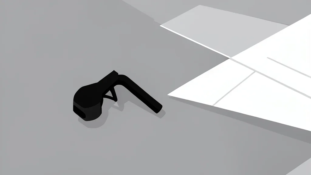 A fuel pump nozzle resting on a concrete surface next to a single white airplane wing.