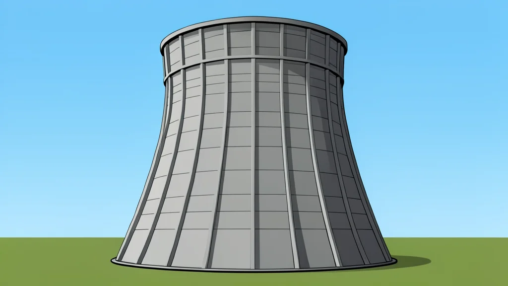 A large, windowless industrial building with rows of ventilation fans on the side, standing in a flat grassy field.