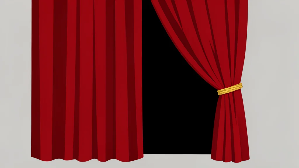 A red velvet curtain drawn across a stage entrance