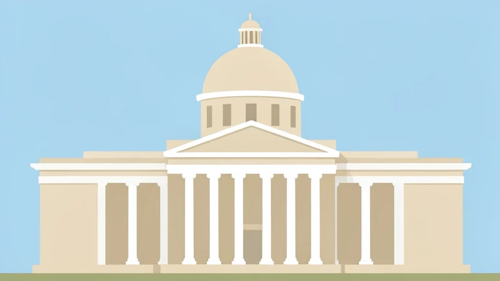 A large, classical stone building with columns and a dome, representing a central bank headquarters.