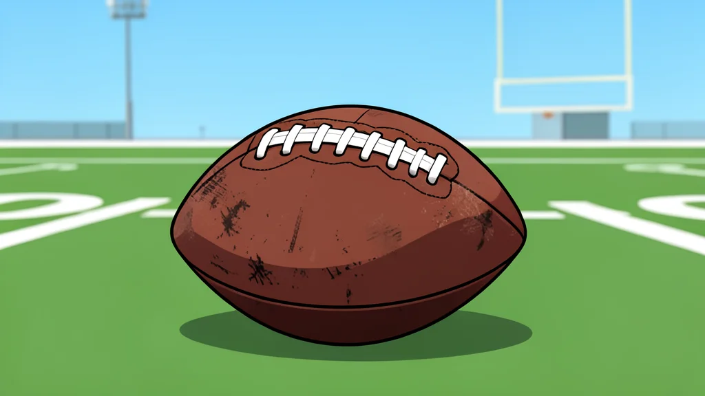 A muddy American football field with white yard lines and goalposts in the distance