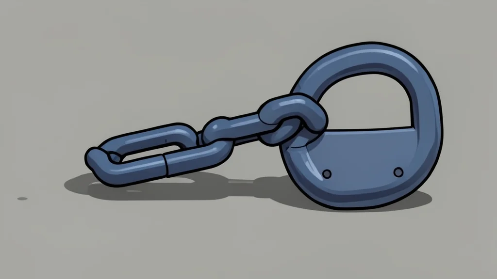 A digital lock icon interwoven with a chain link