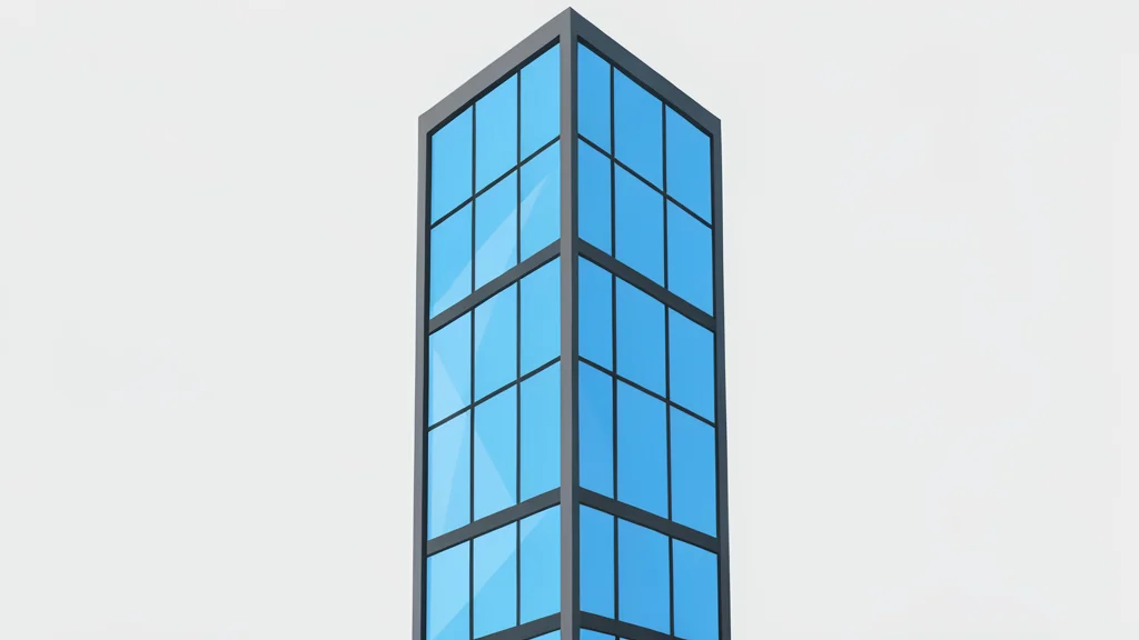 A modern glass skyscraper reflecting a blue sky