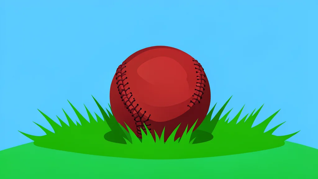 A worn leather cricket ball resting on green grass
