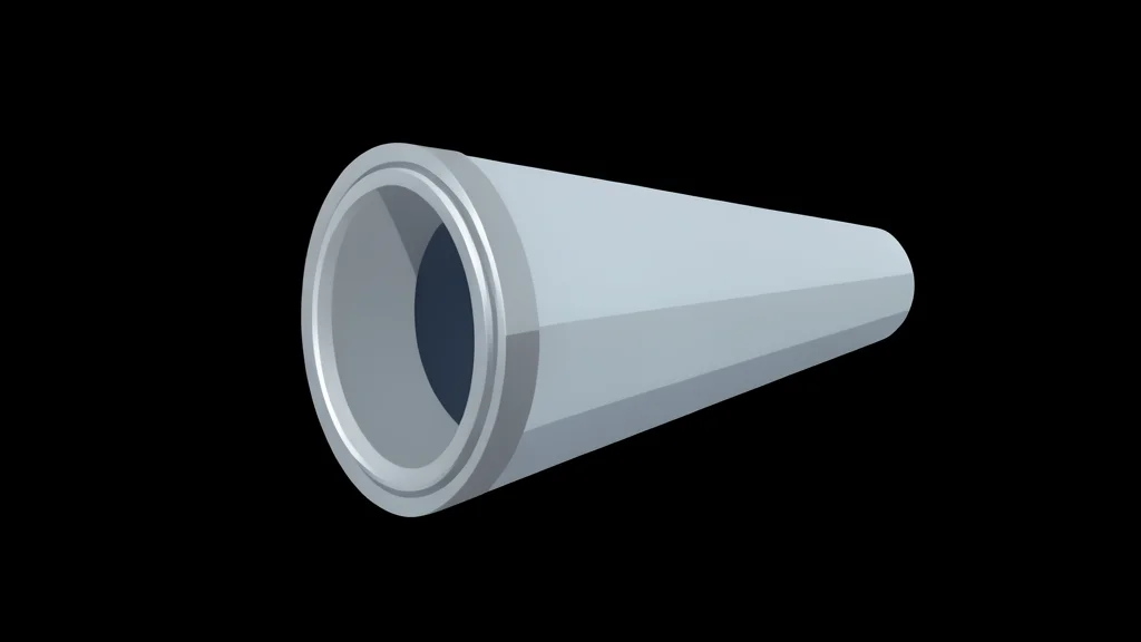 A sleek, metallic spacecraft engine nozzle suspended against the blackness of space