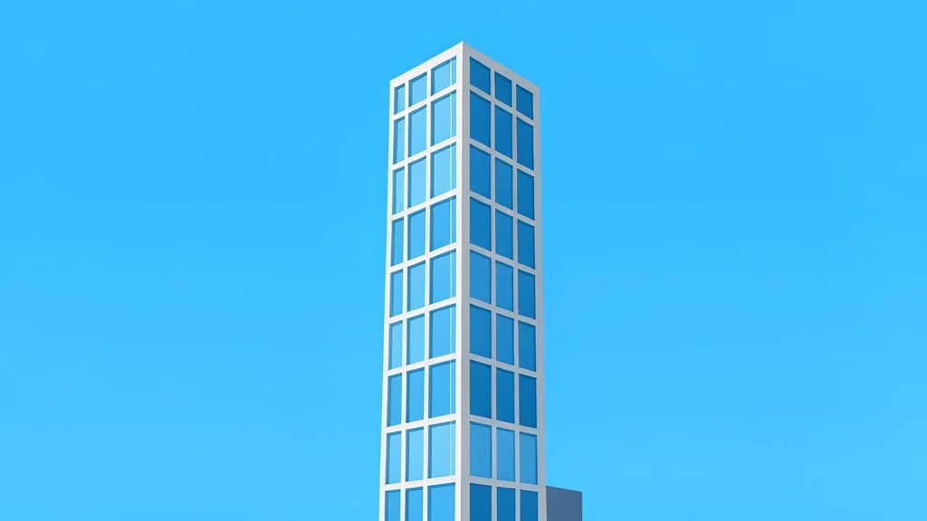 A modern glass skyscraper reflecting a clear blue sky