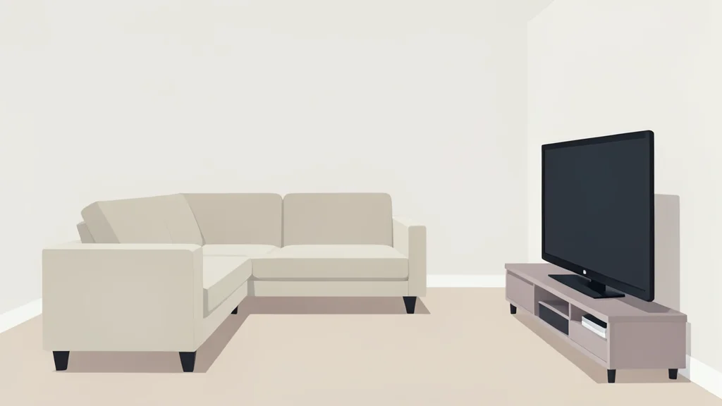 A modern living room featuring a sofa and a television set