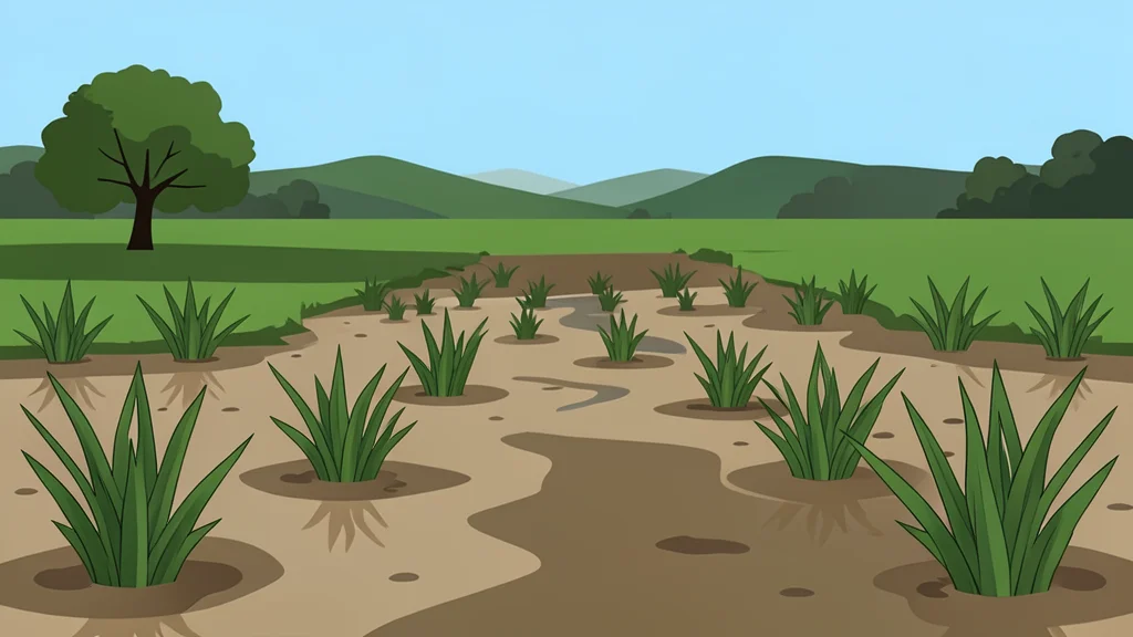A flooded rural landscape with submerged crops and muddy water, illustrating the impact of climate shocks on agricultural areas.