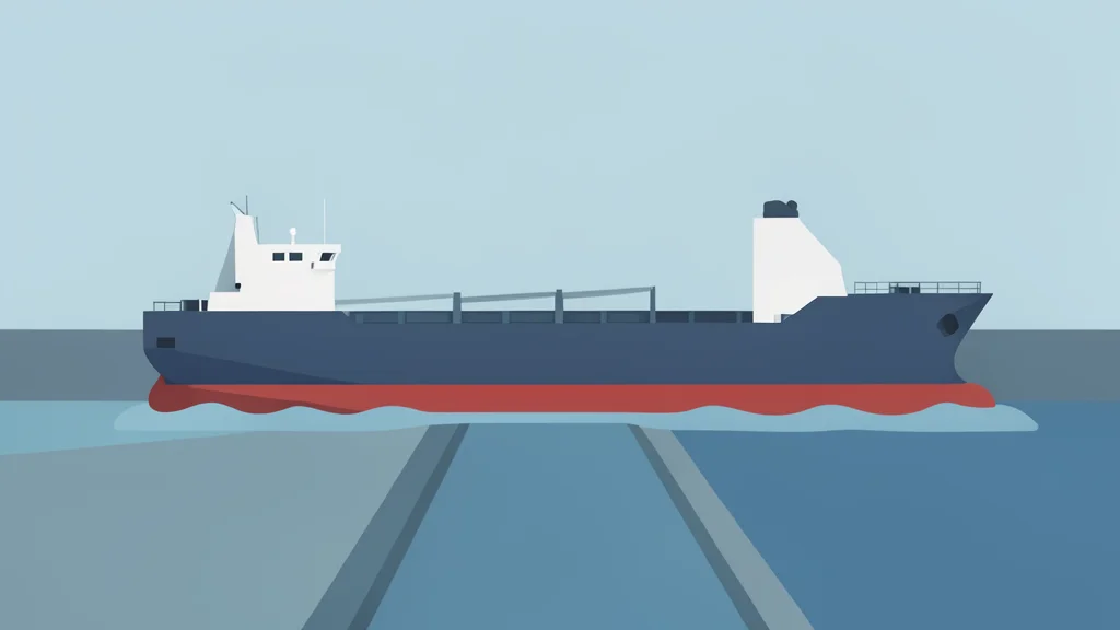 A large oil tanker ship moving through a narrow waterway