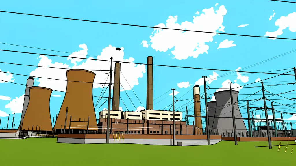 A large industrial cooling tower emitting steam against a clear sky