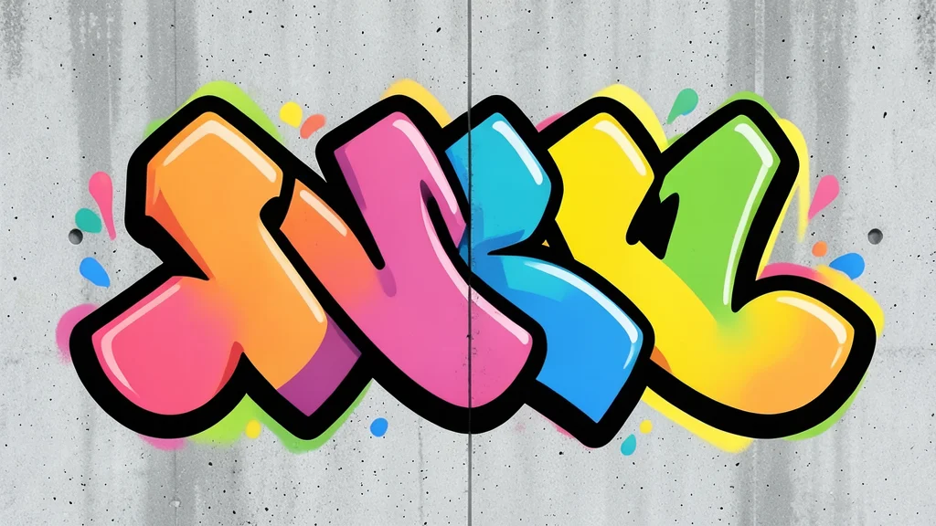 A concrete wall surface with fresh, colorful spray-paint graffiti.